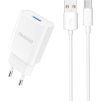 Dudao A4EU USB-A 2.1A nabíječka do zásuvky - bílá + kabel USB-A - USB-C
