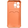 Silikonové pouzdro Card Armor pro iPhone 13 Pro, peněženka s kartou, airbag Armor, oranžové
