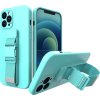 Gelové pouzdro s řetízkem, šňůrkou na krk, šňůrka na iPhone 13 Pro světle modré