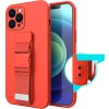 Gelové pouzdro s řetízkem, šňůrkou na krk, šňůrka na iPhone 13 Pro Max růžové