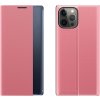 Kryt Sleep Case Bookcase s chytrým okénkem pro iPhone 13 Pro růžový