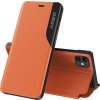 Elegantní pouzdro typu knihovna se stojánkem View Case z eko kůže pro iPhone 13 Pro oranžové