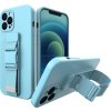 Gelové pouzdro s řetízkem, šňůrkou na krk, šňůrka na iPhone 13 mini modré