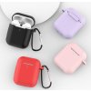 Silikonové měkké pouzdro pro AirPods 2 / AirPods 1 na sluchátka + přívěsek s karabinou na klíče modré (pouzdro D)