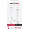 AUDIO ADAPTÉR SWISSTEN TEXTILE USB-C (samec) / 3,5 mm AUX 0,15 M BIELÝ