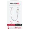 AUDIO ADAPTÉR SWISSTEN TEXTILE USB-C (samec) / 3,5mm AUX 0,15 M BÍLÝ