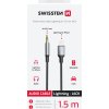 AUDIO ADAPTÉR SWISSTEN TEXTILE LIGHTNING (samec) / 3,5 mm JACK (samec) 1,5 M ČIERNY