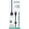 iPEAX TEXTILNÍ KABEL USB-A / USB-C 1,5M, USB 2.0 ČERNÝ