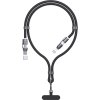 Dudao L20MAX 4v1 kábel / šnúrka na krk USB-A / USB-C / Lightning PD QC 65W 1,5 m - čierny