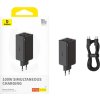 Nabíjačka Baseus GaN6 Pro 100W 2 x USB-C 2 x USB-A s čiernym káblom USB-C 100W 1m - čierna