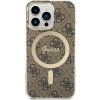 Sada Guess GUBPP13LH4EACSW puzdro + nabíjačka pre iPhone 13 Pro hnedé/hnedé pevné puzdro 4G Print MagSafe