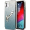 Guess GUHCP12SPCUGLSBL pevný kryt pre iPhone 12 mini 5,4" modro/modrý s trblietavým gradientným písmom