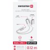 NABÍJACÍ AUDIO ADAPTÉR SWISSTEN TEXTILE USB-C (samec) / USB-C (samica) a 3,5mm AUX 0,12 M BIELÝ