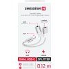 NABÍJECÍ AUDIO ADAPTÉR SWISSTEN TEXTILE USB-C (samec) / USB-C (samice) a 3,5mm AUX 0,12 M BÍLÝ