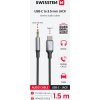AUDIO ADAPTÉR SWISSTEN TEXTILE USB-C (samec) / 3,5 mm JACK (samec) 1,5M ČERNÝ