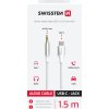 AUDIO ADAPTÉR SWISSTEN TEXTILE USB-C (samec) / 3,5 mm JACK (samec) 1,5M BÍLÝ