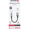 AUDIO ADAPTÉR SWISSTEN TEXTILE LIGHTNING (samec)  / 3,5mm AUX 0,15 M ČERNÝ
