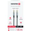 AUDIO KABEL SWISSTEN TEXTILE JACK (samec) / JACK (samec) 1,5 M ČERNÝ