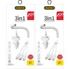 Autonabíječka Dudao 2x USB 2.4A + kabel USB 3v1 Lightning / Type-C / micro USB kabel bílý (R7 bílý)