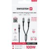 SWISSTEN NABÍJACÍ KÁBEL 2v1 100W USB-C / 2x USB-C 1,5 M ČIERNY