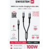 SWISSTEN NABÍJACÍ KÁBEL 2v1 100W USB-C / 2x USB-C 1,5 M ČIERNY