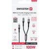 SWISSTEN NABÍJACÍ KÁBEL 2v1 100W USB-C / USB-C + LIGHTNING 1,5 M ČIERNY