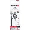 TEXTILNÍ DATOVÝ KABEL SWISSTEN 4in1, 3A 1,5 M ČERNÝ