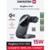 SWISSTEN SKLÁDACÍ BEZDRÁTOVÁ Qi2 NABÍJEČKA MagBase 3v1 ČERNÁ (kompatibilní s MagSafe)