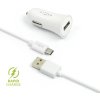 Set autonabíjačky FIXED s USB výstupom a USB/USB-C kábla, 1 meter, 12W, biela
