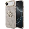 Guess PU Leather 4G Metal Logo Gold Frame Zadný Kryt pre iPhone Air Pink