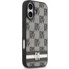 DKNY PU Leather Checkered Pattern and Stripe Zadní Kryt pro iPhone 17 Black