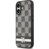 DKNY PU Leather Checkered Pattern and Stripe Zadný Kryt pre iPhone 17 Black