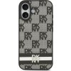 DKNY PU Leather Checkered Pattern and Stripe Zadní Kryt pro iPhone 17 Black