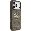 Guess PU 4G Metal Logo Strap Zadní Kryt pro iPhone 17 Pro Brown