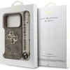 Guess PU 4G Metal Logo Strap Zadní Kryt pro iPhone 17 Pro Brown