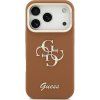 Guess PU Grained 4G Logo Stand Camera Frame Zadní Kryt pro iPhone 17 Pro Brown