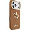 Guess PU Grained 4G Logo Stand Camera Frame Zadní Kryt pro iPhone 17 Pro Brown