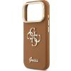 Guess PU Grained 4G Logo Stand Camera Frame Zadní Kryt pro iPhone 17 Pro Brown