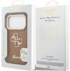 Guess PU Grained 4G Logo Stand Camera Frame Zadní Kryt pro iPhone 17 Pro Brown