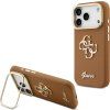 Guess PU Grained 4G Logo Stand Camera Frame Zadní Kryt pro iPhone 17 Pro Brown