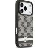 DKNY PU Leather Checkered Pattern and Stripe Zadní Kryt pro iPhone 17 Pro Black