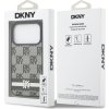 DKNY PU Leather Checkered Pattern and Stripe Zadný Kryt pre iPhone 17 Pro Black