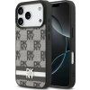 DKNY PU Leather Checkered Pattern and Stripe Zadní Kryt pro iPhone 17 Pro Black