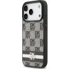 DKNY PU Leather Checkered Pattern and Stripe Zadný Kryt pre iPhone 17 Pro Black
