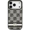DKNY PU Leather Checkered Pattern and Stripe Zadní Kryt pro iPhone 17 Pro Black
