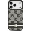 DKNY PU Leather Checkered Pattern and Stripe Zadný Kryt pre iPhone 17 Pro Black