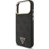 Guess PU Leather 4G Strass Triangle Logo Gold Frame MagSafe Zadní Kryt pro iPhone 17 Pro Max Black