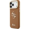 Guess PU Grained 4G Logo Stand Camera Frame Zadní Kryt pro iPhone 17 Pro Max Brown