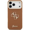 Guess PU Grained 4G Logo Stand Camera Frame Zadní Kryt pro iPhone 17 Pro Max Brown
