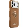 Guess PU Grained 4G Logo Stand Camera Frame Zadní Kryt pro iPhone 17 Pro Max Brown